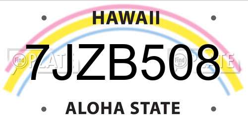 7JZB508 Hawaii License Plate