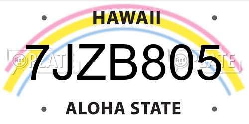 7JZB805 Hawaii License Plate