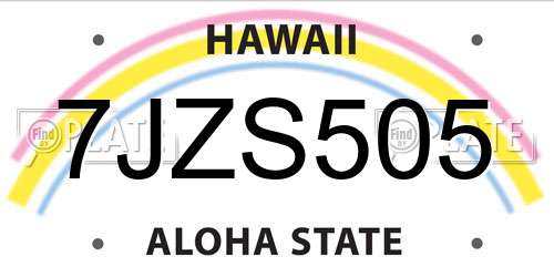 7JZS505 Hawaii License Plate