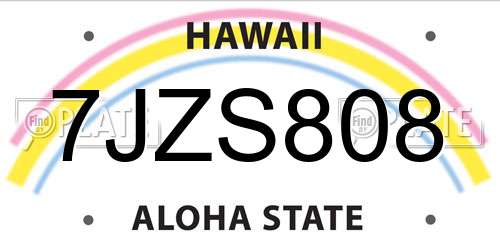 7JZS808 Hawaii License Plate