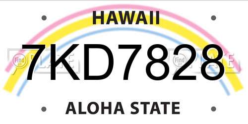 7KD7828 Hawaii License Plate
