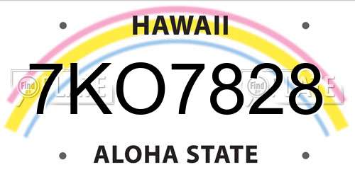7KO7828 Hawaii License Plate