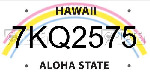 7KQ2575 Hawaii License Plate