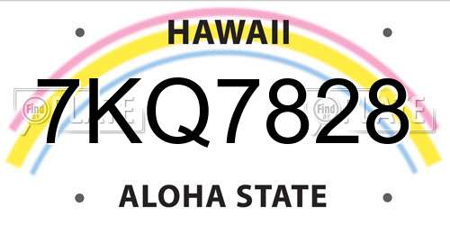 7KQ7828 Hawaii License Plate
