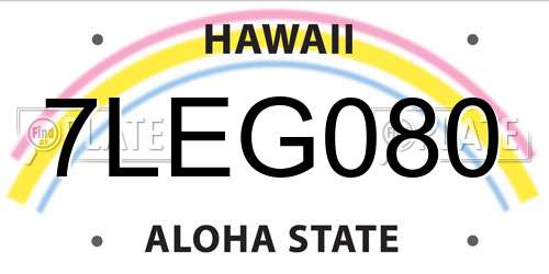 7LEG080 Hawaii License Plate