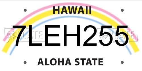 7LEH255 Hawaii License Plate