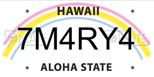 7M4RY4 Hawaii License Plate