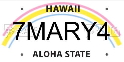 7MARY4 Hawaii License Plate