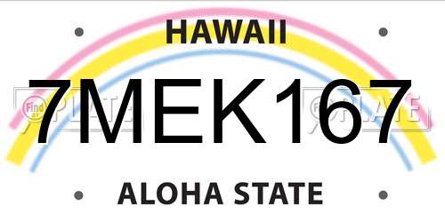 7MEK167 Hawaii License Plate
