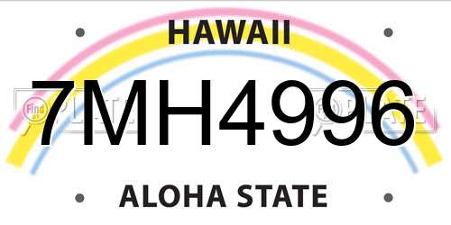 7MH4996 Hawaii License Plate