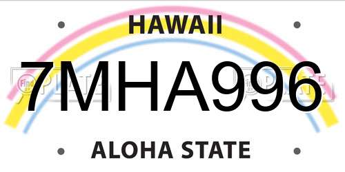 7MHA996 Hawaii License Plate