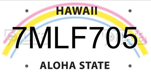 7MLF705 Hawaii License Plate