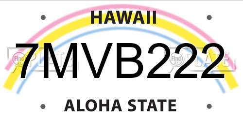 7MVB222 Hawaii License Plate