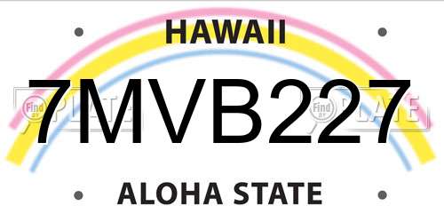 7MVB227 Hawaii License Plate