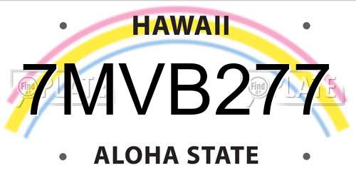 7MVB277 Hawaii License Plate