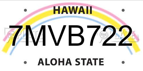 7MVB722 Hawaii License Plate
