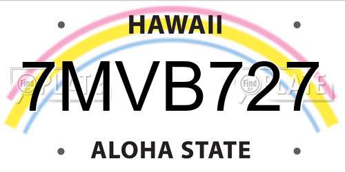 7MVB727 Hawaii License Plate