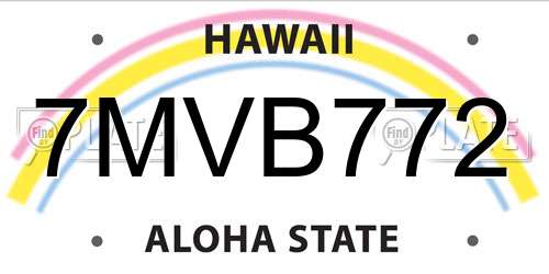 7MVB772 Hawaii License Plate