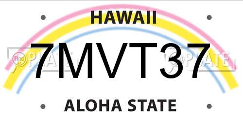 7MVT37 Hawaii License Plate