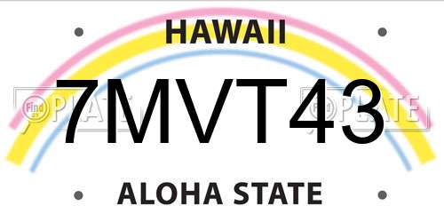 7MVT43 Hawaii License Plate