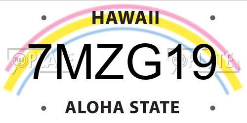 7MZG19 Hawaii License Plate