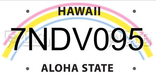 7NDV095 Hawaii License Plate