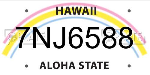 7NJ6588 Hawaii License Plate