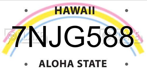 7NJG588 Hawaii License Plate