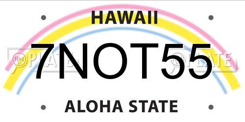 7NOT55 Hawaii License Plate