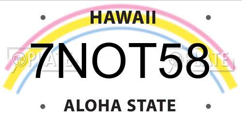 7NOT58 Hawaii License Plate