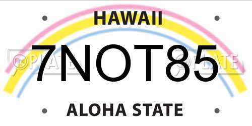 7NOT85 Hawaii License Plate