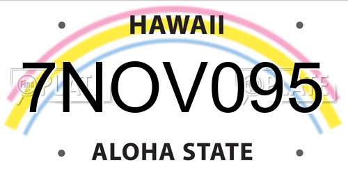 7NOV095 Hawaii License Plate