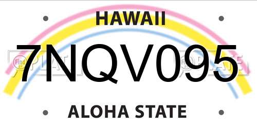 7NQV095 Hawaii License Plate