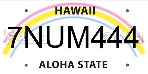 7NUM444 Hawaii License Plate