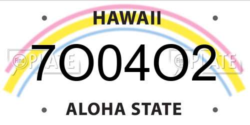 7O04O2 Hawaii License Plate