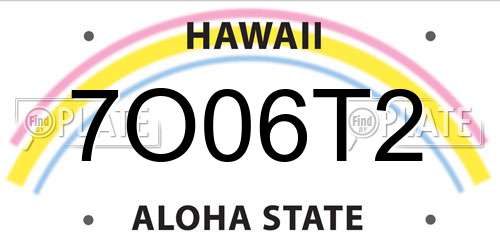 7O06T2 Hawaii License Plate