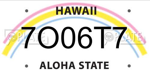7O06T7 Hawaii License Plate