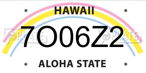 7O06Z2 Hawaii License Plate