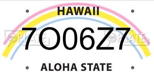 7O06Z7 Hawaii License Plate