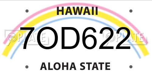 7OD622 Hawaii License Plate