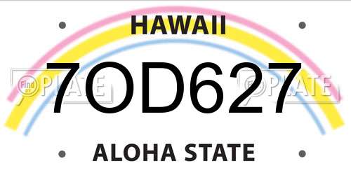 7OD627 Hawaii License Plate