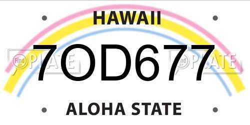 7OD677 Hawaii License Plate