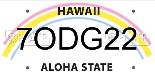 7ODG22 Hawaii License Plate