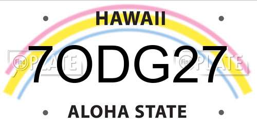 7ODG27 Hawaii License Plate