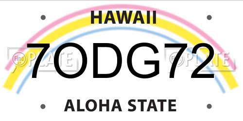 7ODG72 Hawaii License Plate