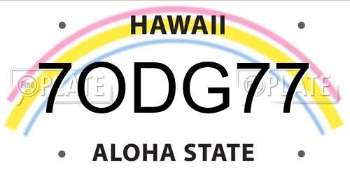 7ODG77 Hawaii License Plate