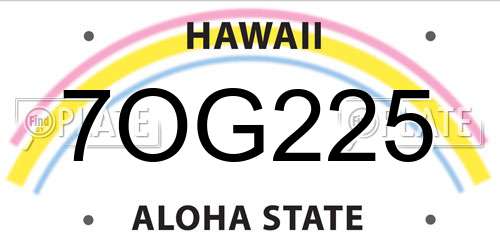 7OG225 Hawaii License Plate