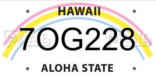 7OG228 Hawaii License Plate