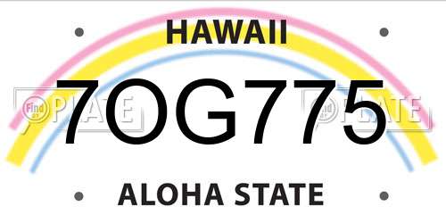 7OG775 Hawaii License Plate