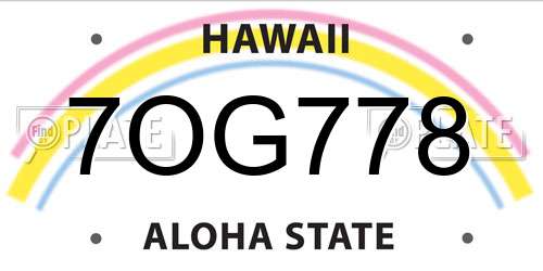7OG778 Hawaii License Plate